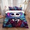 3pcs Set Skeleman, NightmareBeforeChristmas1pc of Quilt Cover+2pcs of Pillowcase, No Core, Print Bedding, All Seasons Bedroom Setting047
