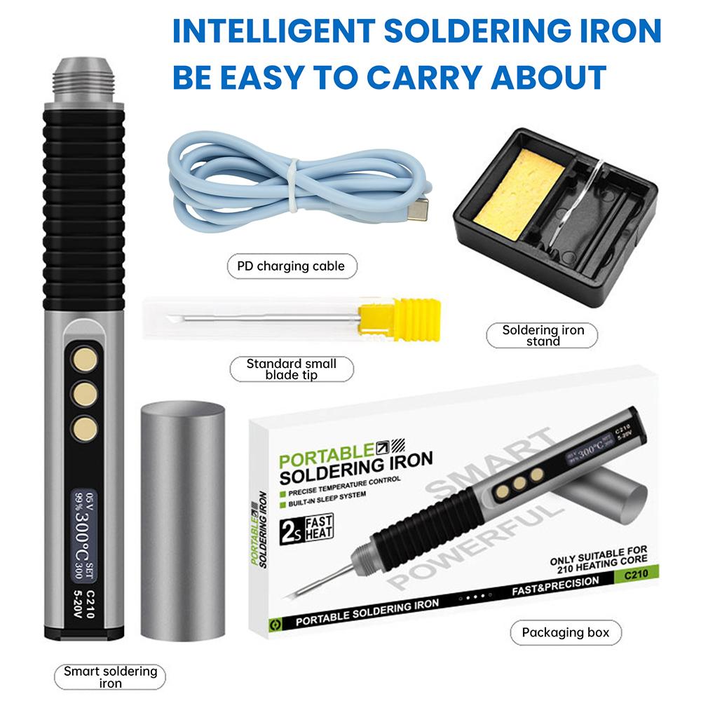 C210 Smart Soldering Iron Adjustable PD/QC Fast Charging Constant Temperature 150-480℃ Electric Welding Repair Tools DC5-20V