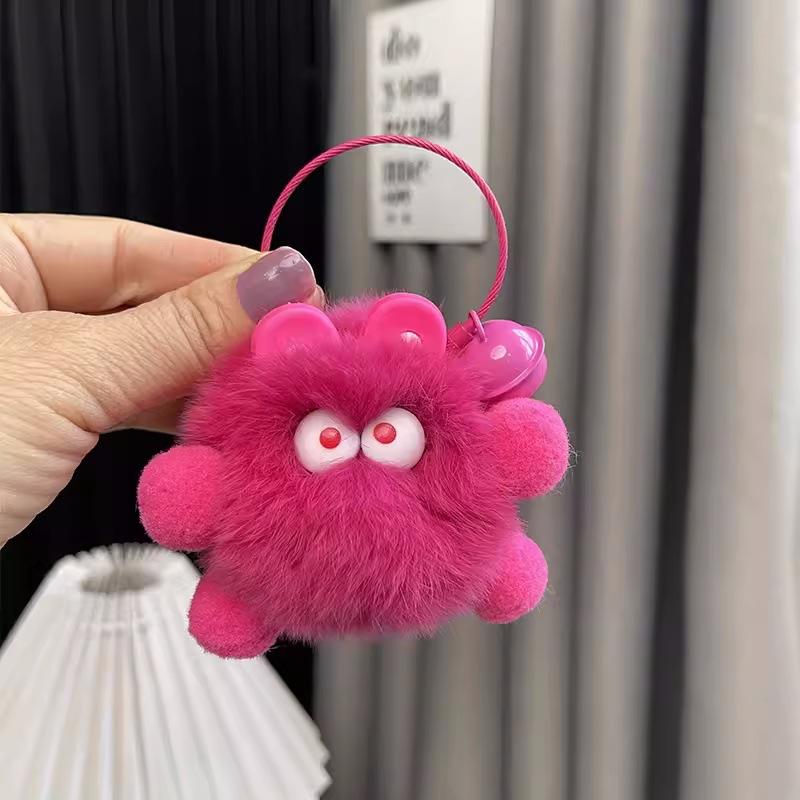 Imitation Rex Rabbit Fur Keychain Plush Pendant Trinkets Plush Briquettes Bag Car Pendant Key Chain