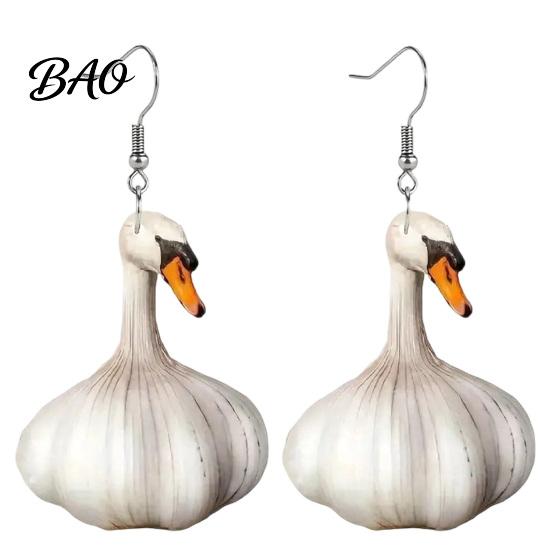Creative Cartoon Duck Jewelry for Women 1 Pair Funny Earrings, Novelty Garlic/Banana Dangle Drop Earrings Lightweight Women, Cute Acrylic Animal Gifts