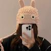 Winter Warm Knit Hat for Women Funny Monsters Hat Hooded Skull Hat Outdoor Activity Cap Windproof Headwear Pullover Hat