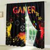 2 Panels Gamer Curtains for Bedroom Rod Pocket Video Game Gaming Graffiti Gamepad Controller for Residential Space Space Decor Window