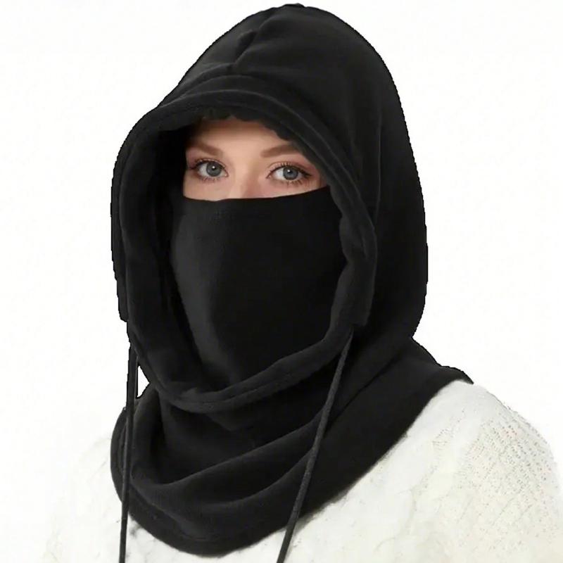 A Woman's Black Fleece Balaclava Hat, Sun Proof Cycling Hat