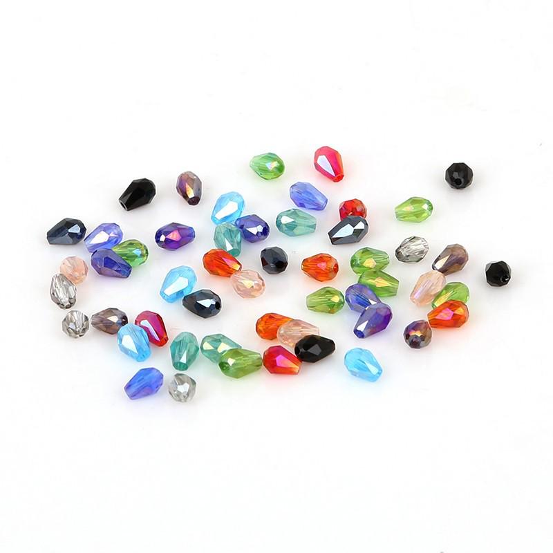 65pcs 4x6MM Teardrop Glass Beads for DIY Hairpins, Bracelets, Necklaces, and Earrings