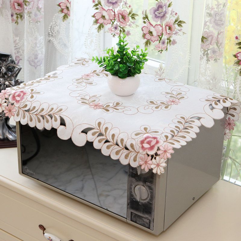 

Microwave Oven Cover Household Kitchen Lace Cover Pastoral Pink Flower -6732 56*56cm square * 1 piece