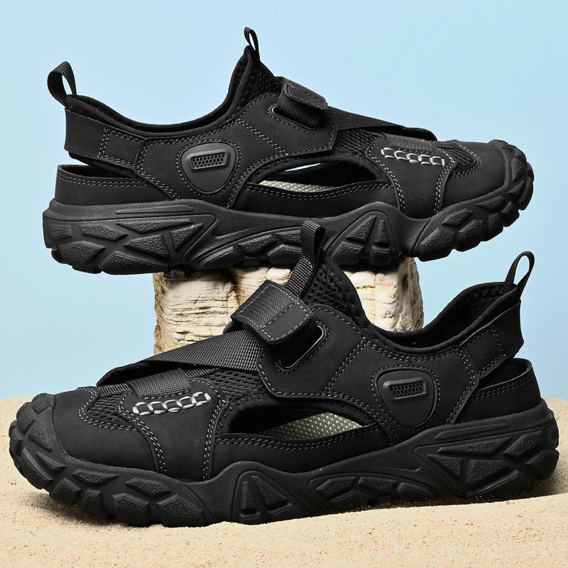 

Европейская станция экспорт мода классика лето новый уличный спорт дышащие мужские туфли большой размер кожаные сетчатые туфли 38 чёрный