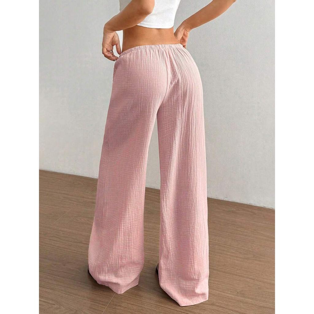 New Fashionable Women's Clothing, Elegant and Versatile, Elastic and Casual, Solid Color Pants, Wide Leg Pants