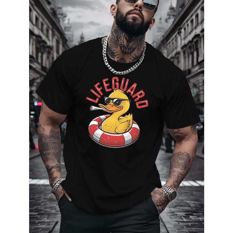 European Size Men'S Lifeguard T-Shirt. A Printed Tee Designed for Basketball Practice. This Crewneck, Short-Sleeve Shirt Perfect for Trendy Streetwear