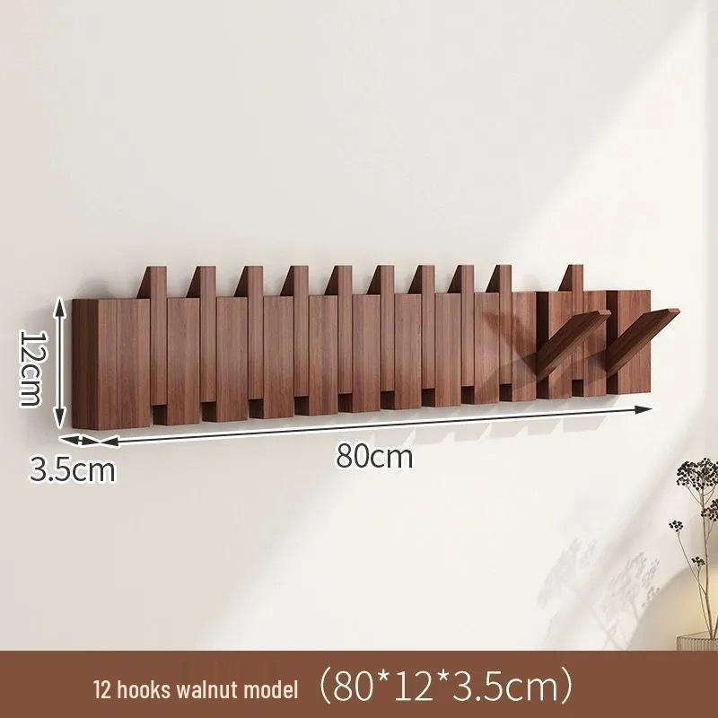 Solid Wood Wall-Mounted Piano Key Coat Hook - No-Drill Storage Rack for Clothes & Hats