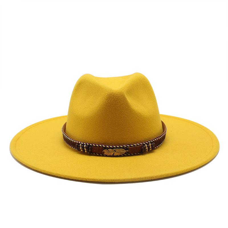 Men And Women Fedora Hat Big Eaves Hat Jazz Hat Spring Women'S Hat Gambler Hat Felt Hat