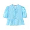 Dolce Casual Cravatta Girocollo Maniche a Bolla Versatili Camicette Camicia Corta