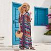 7-Color Cross-border  Large Size V-neck Dress Beach Blouse Loose Vacation Dress Bikini Blouse 3897
