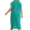 Plus Size Hand-Crocheted Color Block Deep V Slit Beach Cover-Up Dress