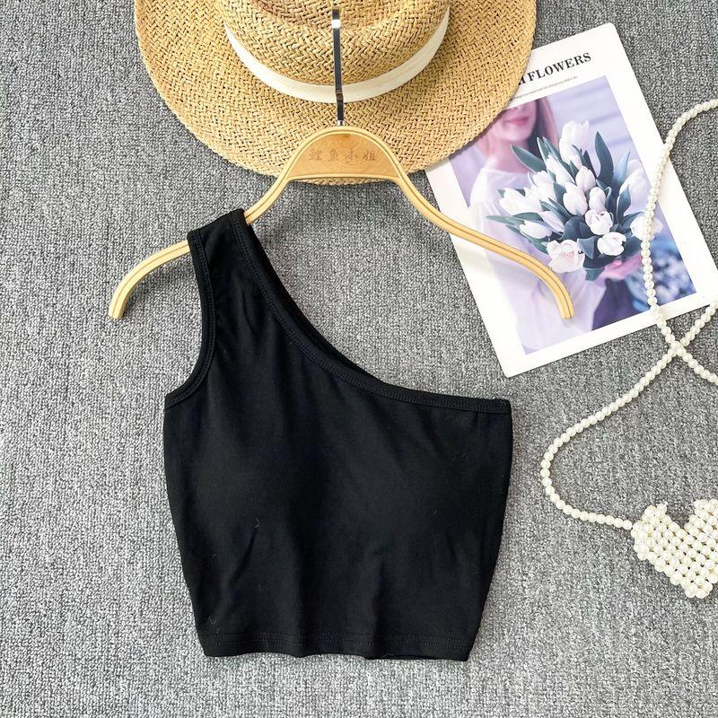 Summer Vest for Women Outwear 2024 New Arrival Sexy Short Sleeveless with Chest Pad Tops Sexy Scheming off-the-Shoulder Sling