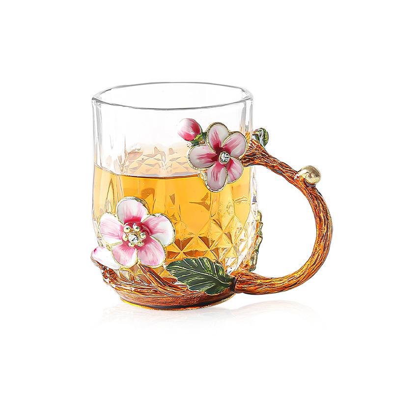 Teacup Plum Blossom Enamel Color Kung Fu Tea Set Tea Separation Teapot Small Teacup High Temperature Resistant Kettle
