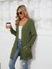 Autumn and Winter New Pit Stripes Long-sleeved Pockets Casual Solid Color Cardigan Jacket Long Cardigan Women Tops Kawaii Sweater