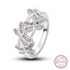 Rings For Women 925 Silver Heart Shaped Cross Crown Rings Sparkling Colorful Zircon Wedding Engagement Jewelry Gifts
