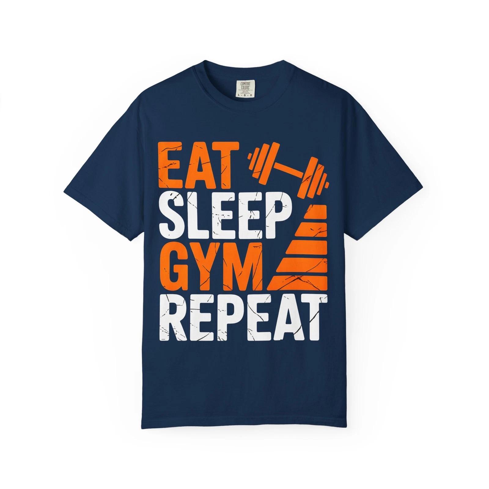 Eat Sleep Gym Repeat TShirt Fitness Workout Motivational Graphic Lightweight Tee L
