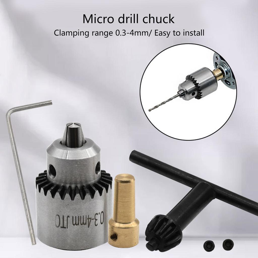 Micro Motor Drill Chuck T/L Spanner Clamping Ranges 0.3-4mm Motor Shaft 3.17mm for Electric Drill