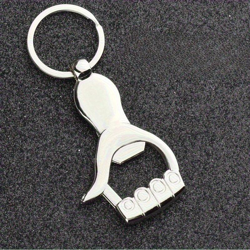 Heavy Duty Stainless Steel Bottle Opener Keychain ,One Touch Lever Mechanism, Ergonomic Grip Design, Rust Resistant , Durable for Home, Bar, Party