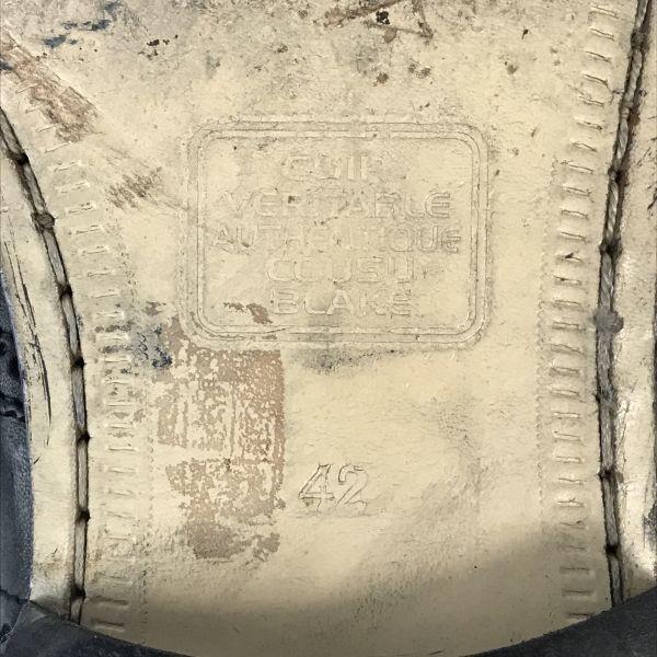 Made in France CLERGET Leather Goodyear Welt Full Brogue Wingtip 42 / 26.0-26.5cm / Black Dress Shoes(USED)