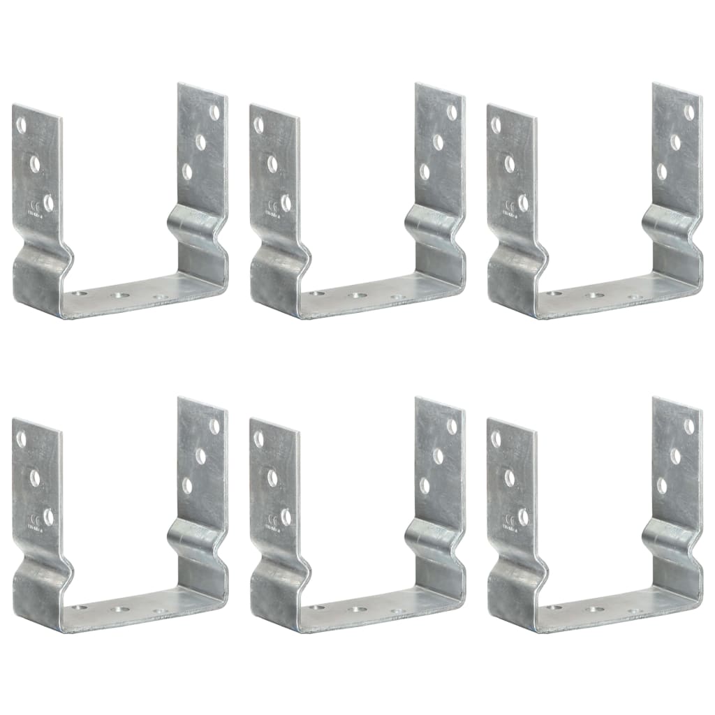 Vidaxl Post Anchors, 6 Pcs, Silver, 14 X 6 X 15 Cm, Steel