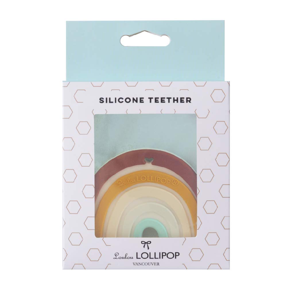 Loulou Lollipop Silikon-Beißring [Offizielles Japanisches Produkt] Schnuller Spielzeug, Silikonkautschuk, Erd-Regenbogen, LL-T-RBNTRL