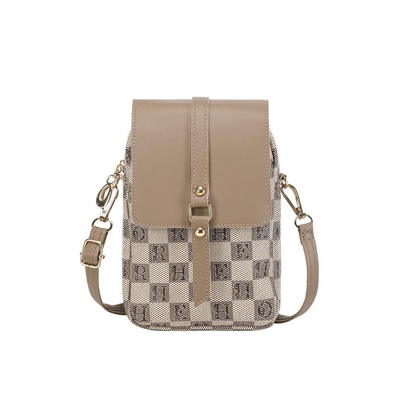 Mobile Phone Bag Women's New Summer Fashion Simple Shoulder Plaid Oblique Span Bag Mobile Phone Small Square Bag