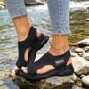 Women Plus Size Slip On Knit Open Toe Casual Sandals Lightweight Breathable Summer Shoes with Flexible Sole for Daily Wear