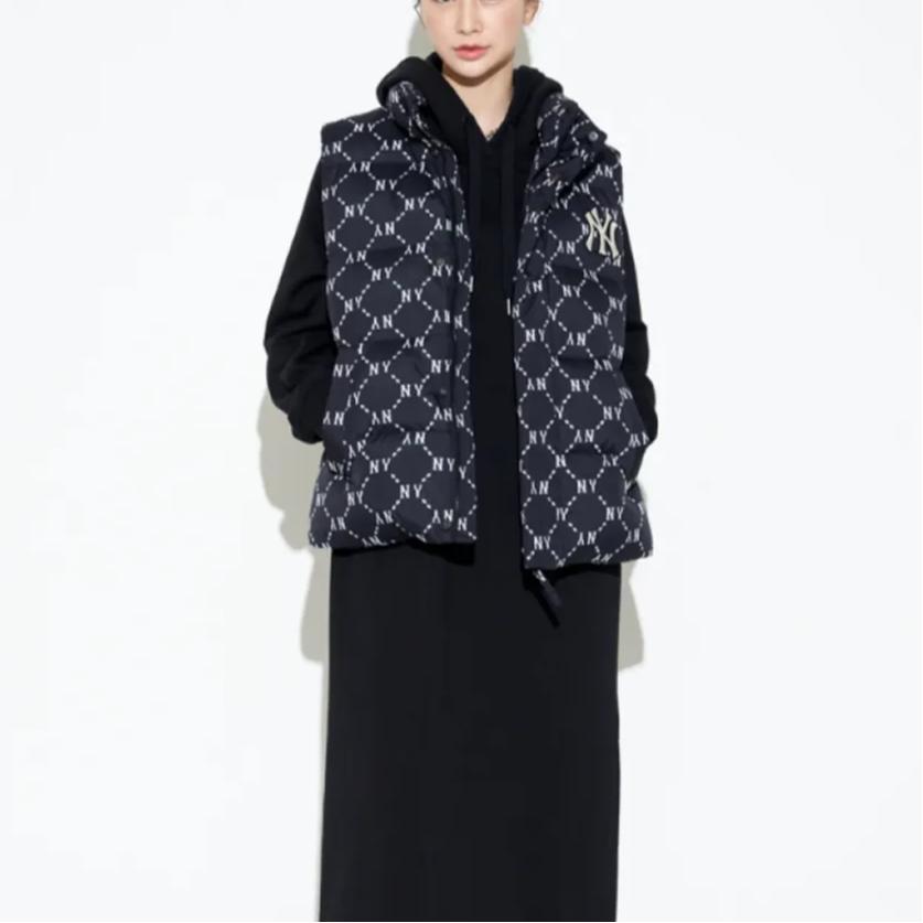 New MLB Down Vest Unisex Black 3ADVM2026-50BKS