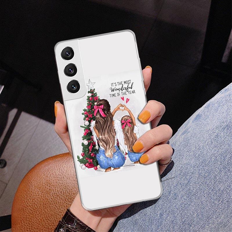 Christmas Girls Tree Gift Phone Case For Samsung Galaxy S24 S25 Edge S26 Ultra S23 S22 S21 Plus S20 FE + Personalized Print Cove