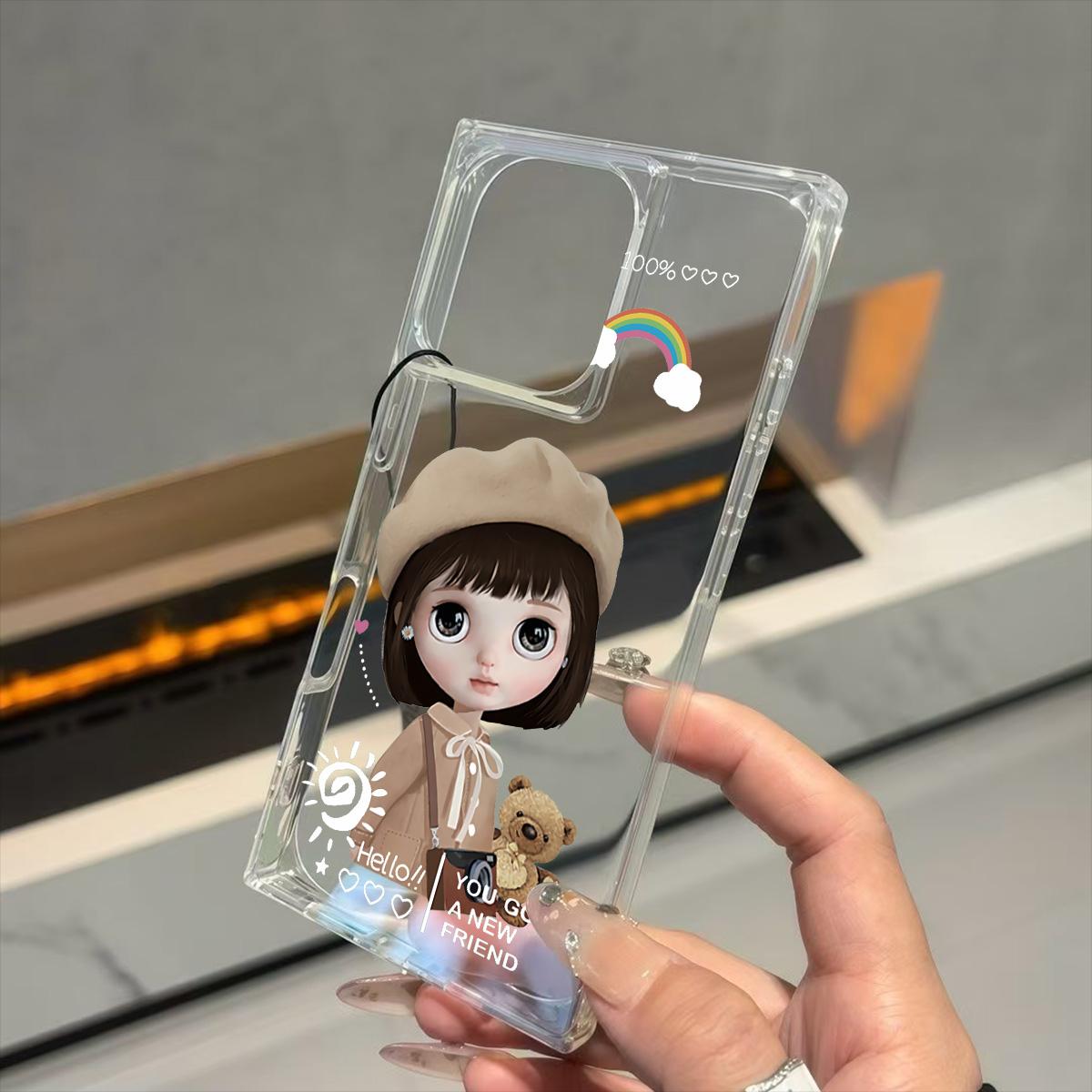 

Clear Square Back Tube Case Protection For iPhone 11 14 Pro Max 15 Plus 13 16 ProMax 12 Anti-Oxygen,Cute Little Girl Pattern Casing iphone 11 ProMax