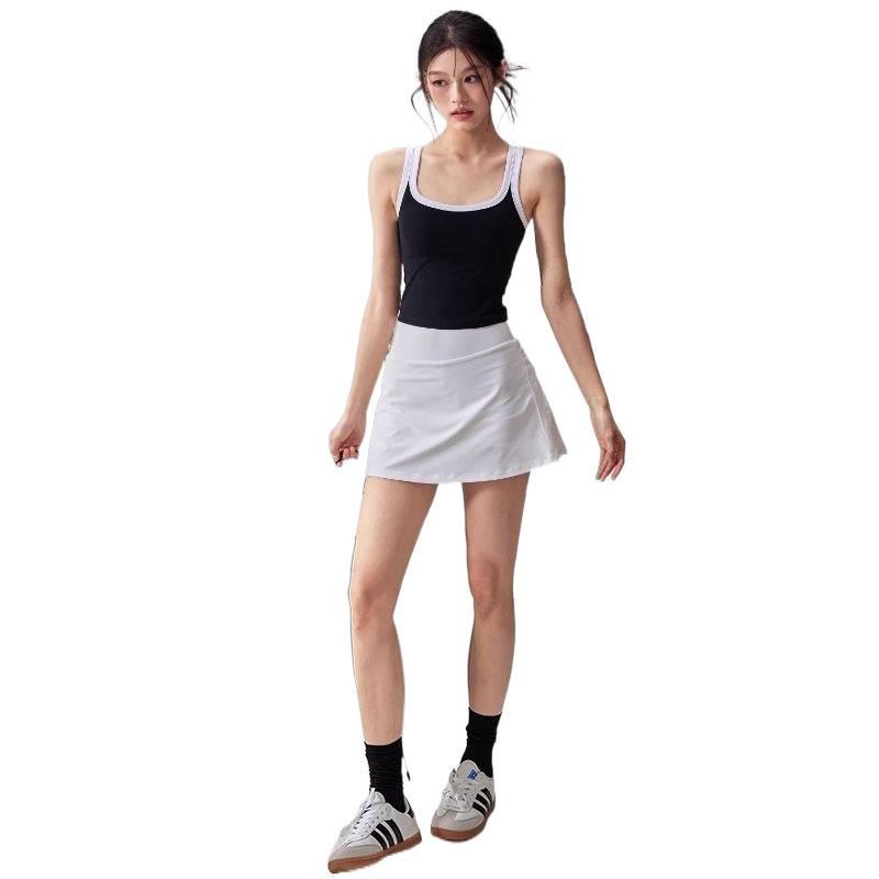 Women's Dopamine Summer Sports Set: Quick-Drying Vest & Anti-Exposure Skirt for Badminton, Tennis, and Running