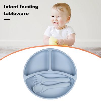 Silikon Bebek Besleme Seti Bölünmüş Emme Plakası Yürümeye Başlayan Kaşık Ve Çatallarla BPA Ücretsiz Bağımsız Yeme Bebek Led Sütten Kesme Malzemeleri