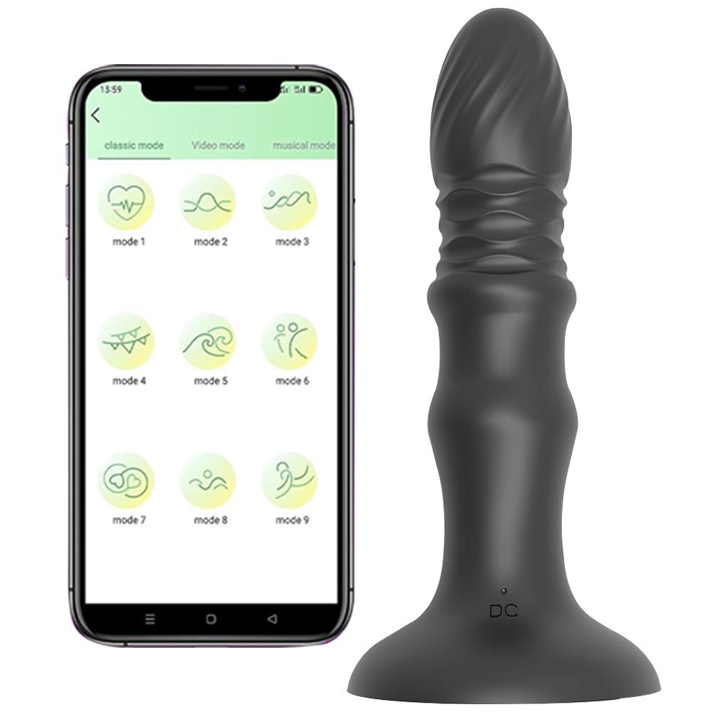 Male Thrusting Prostate Massager APP Control Vibrator Telescopic Butt Plug Suction Cup Dildo Masturbator Sex Toys for Couple