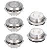 5Pcs Momentary Push Button Switch Metal Auto Reset Ultra Thin Waterproof with LED 19mmDC3~6V Red
