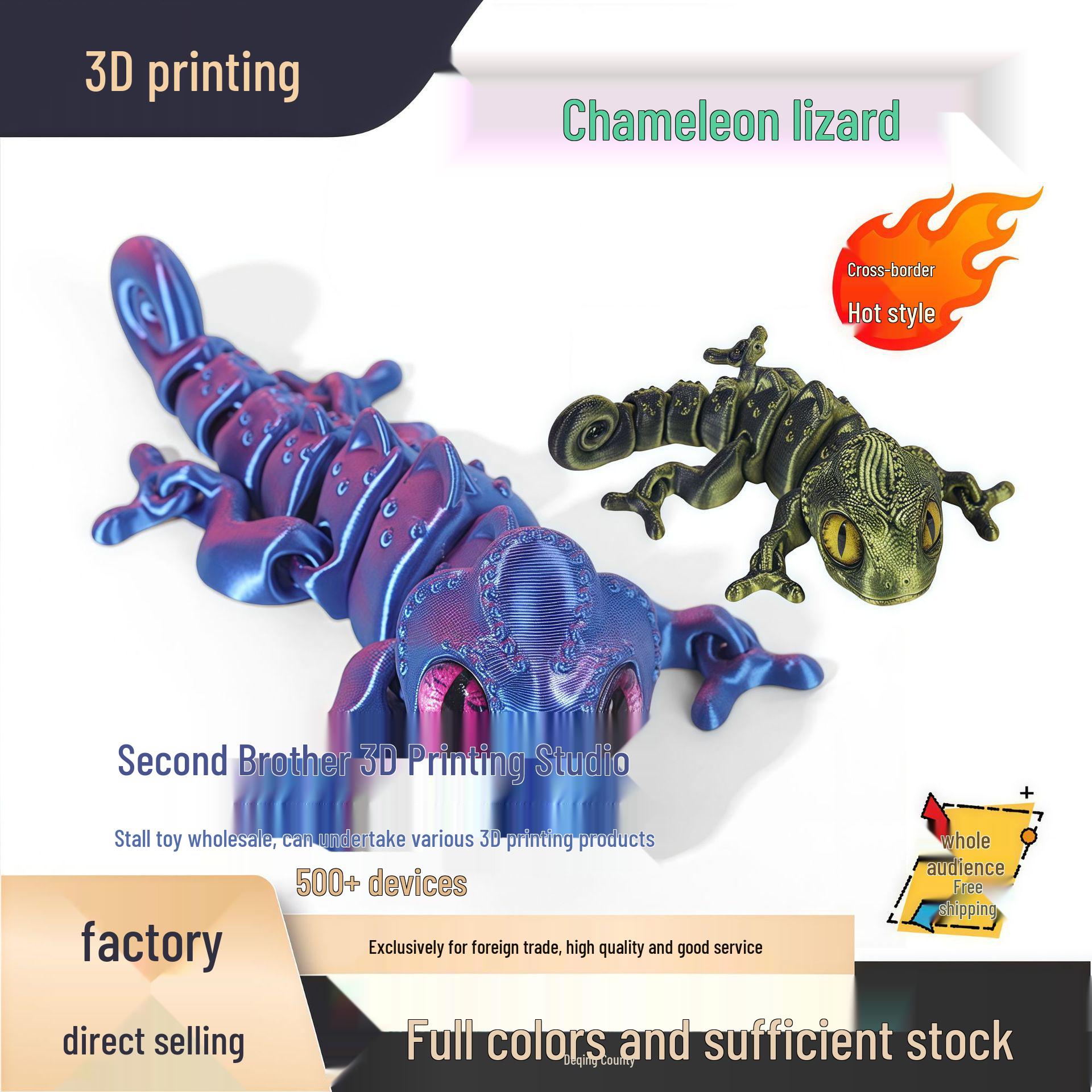 

Подвижная фигурка хамелеона с 3D-печатью - Креативное украшение, подарок 11.5CM