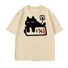 Funny Cat Charging T-shirt for Women Casual T Shirts Short Sleeved Tees Female Tops Summer Streetwear Round Neck Breathable Top