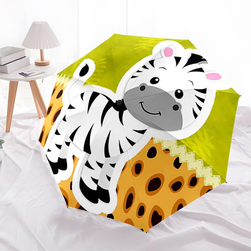 1pc Zebra Print Automatic Open/Close Umbrella, Folding Compact Umbrella with Lightweight Design for Women/Men Yy251028230