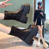 Skinny boots for women's autumn four seasons new 10cm thick-soled heightening muffin knight but knee boots