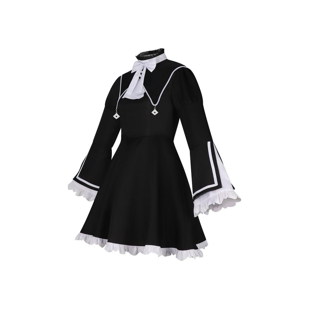 Shinonome Ena Nonnen-Cosplay-Kleid Project SEKAI Colorful Stage Gotisches Glockenärmel-Schleifen-Choker Schwarz-Weiß Geschwister-Kostüm Anime-Spiel