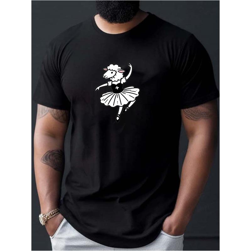 

Men s Casual T-Shirt, Print Crew Neck Short Sleeve, Loose Fit Slight Stretch for Training Running Gym, Machine Washable Breathable Top for Adults 4XL чорний