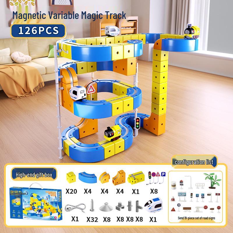 International Children's Educational Magnetic Building Blocks High-speed Rail Toy Train.