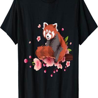 Red Panda  Cherry Blossom Flower Vintage T-Shirt