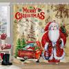 Merry Christmas Bathroom Curtains Snowman Christmas Tree Gift Red Truck Polyester Fabric Washable Shower Curtain Bathroom Decor