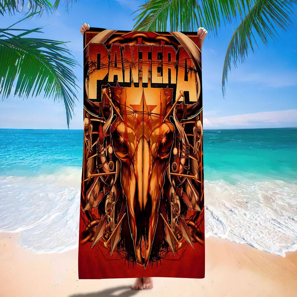 P-Pantera Band Microfiber Blanket Quick Drying Beach Towels Oversized Printing Super Absorbent Pool Towel Blanket