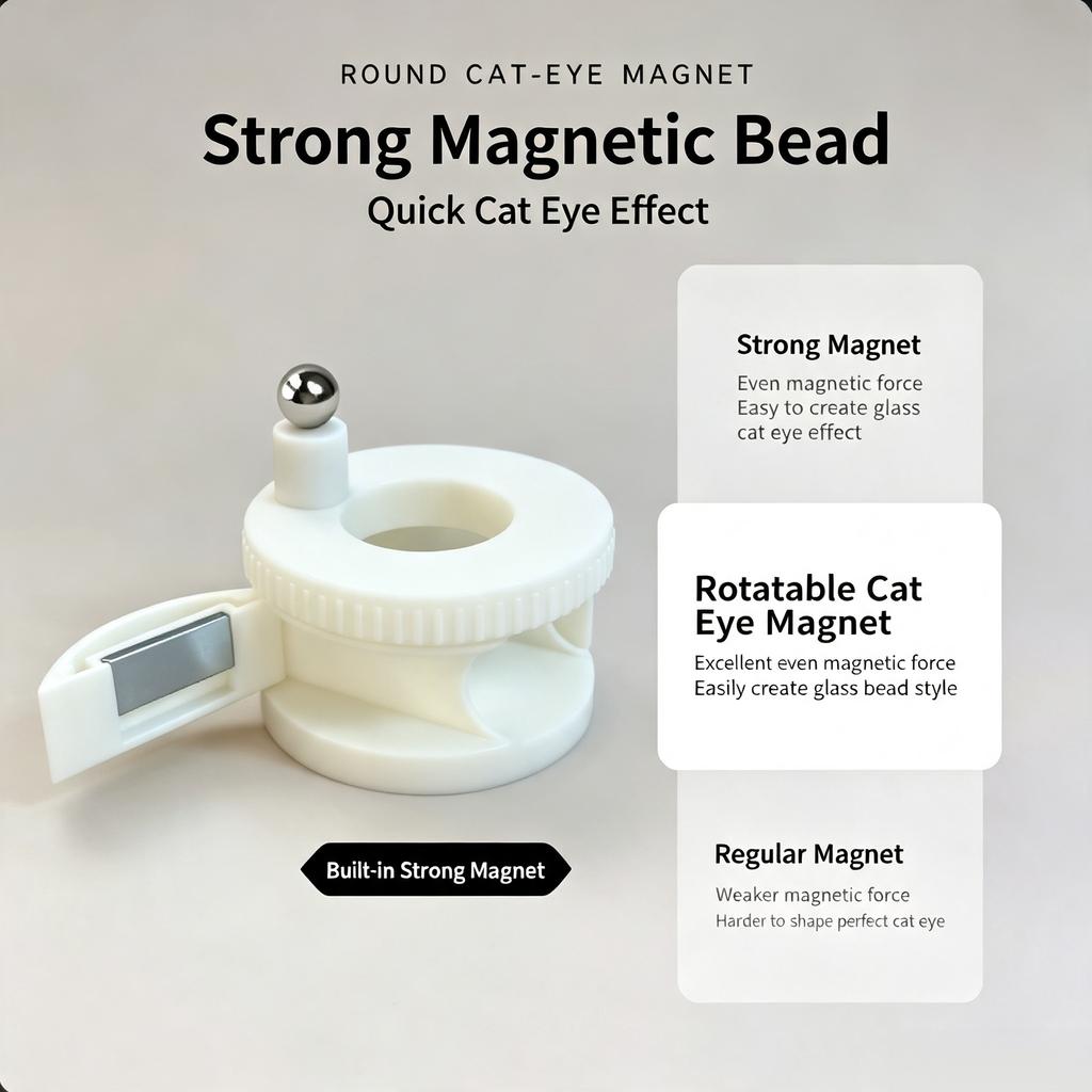 Upgrading Fully Automatic Spinning Cat Eye Magnet Strong Magnetism for Glass Bead Wide Light Effect Attraction Nail Art Magnets