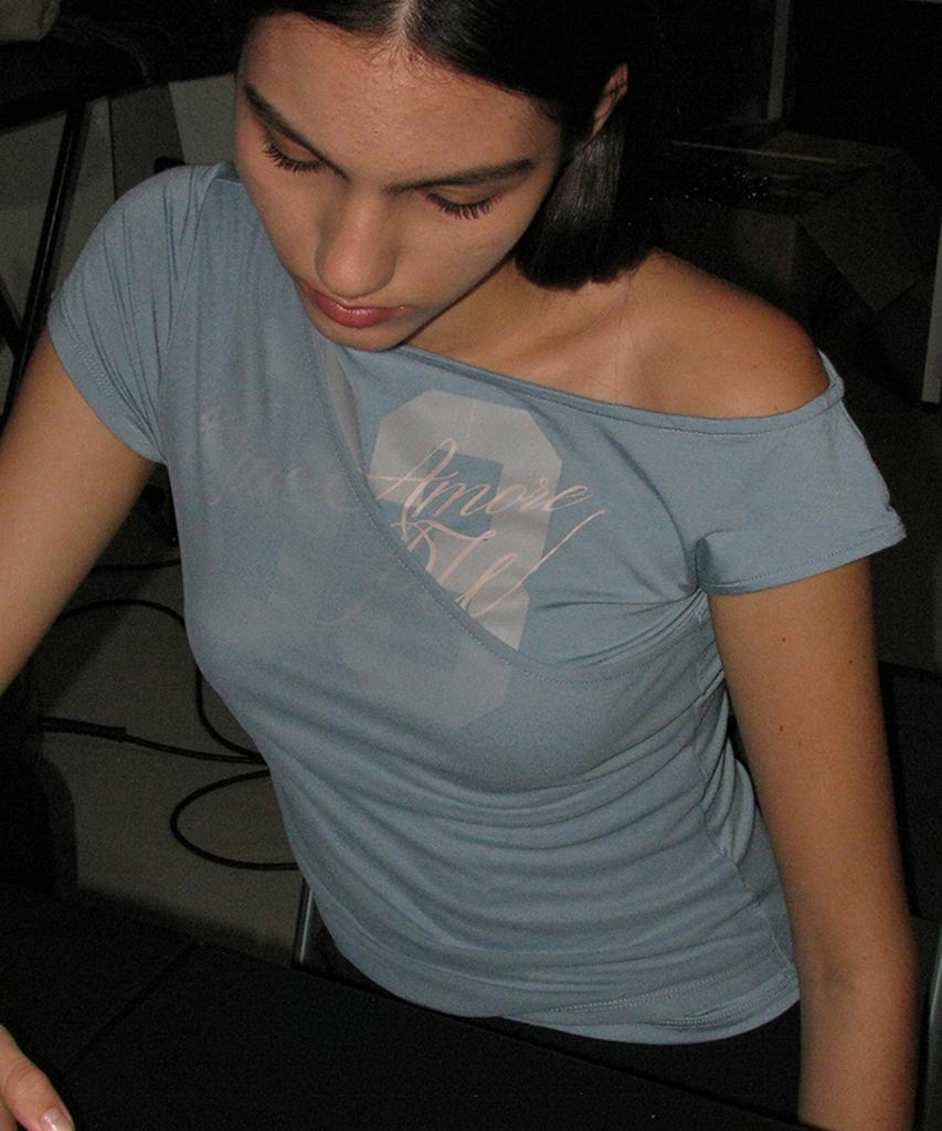 PARTIMENTO WOMEN Numbering Asymmetrical Layered Top_Blue Gray