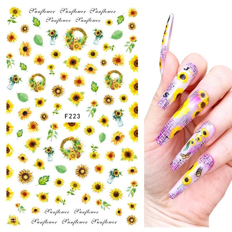 1PCS Sakura Nail Stickers Dandelion Nail Art Decoration Nail Decals Tulip Self-adhesive Flowers Stickers Press On Nails Stickers