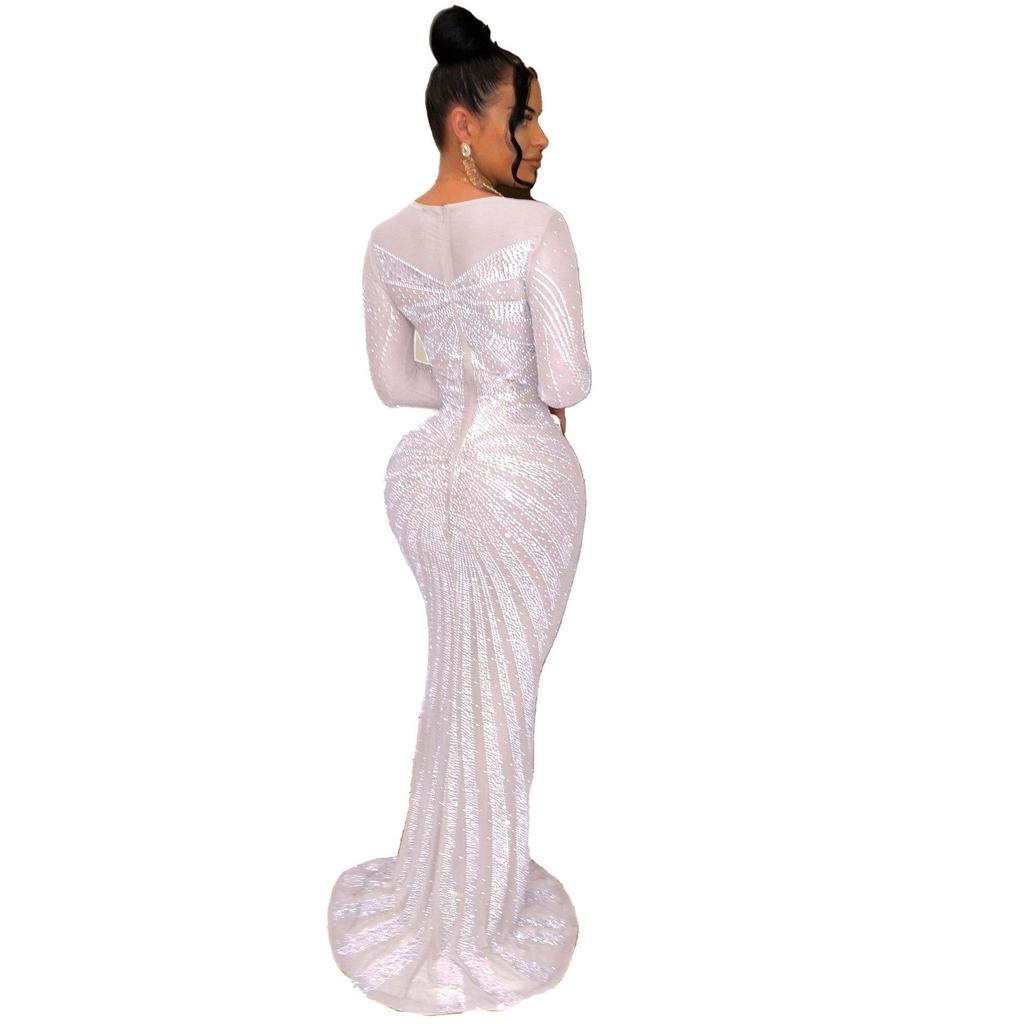 Elegant European & American Rhinestone Evening Gown